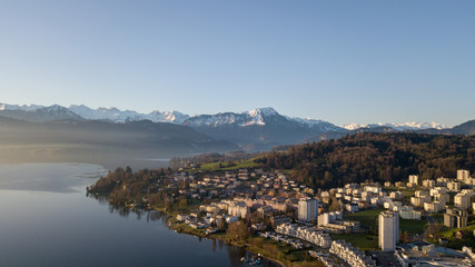 Fototapeta na wymiar aerial view of beautiful lake