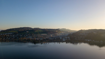 aerial view of beautiful lake