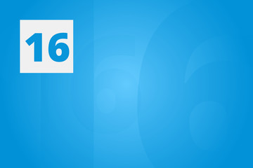 16 - Number sixteen on blue technology background