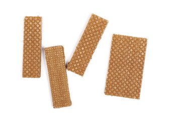 Chocolate wafers isolated on white background, top view