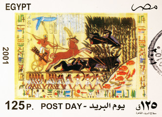 Beautiful painting of ancient Egypt on postage stamp