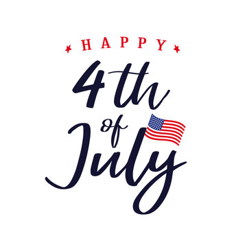 July 4th, Happy Independence Day of USA vector lettering. Happy Independence Day United States of America calligraphic background. Fourth of July sale illustration