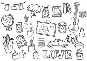 インテリア雑貨のイラストセット