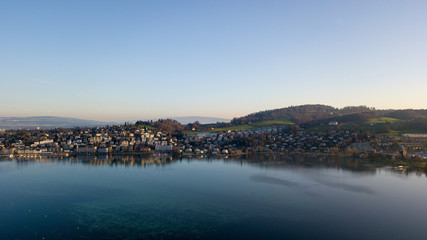 aerial view of beautiful lake