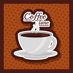 coffee cup hot drink fresh dots background - coffee time vector illustration