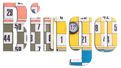 Bingo word with tombola cards