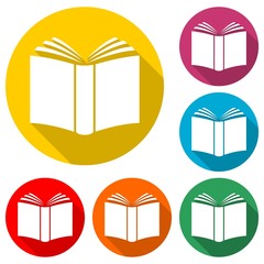 Book icon, color icon with long shadow