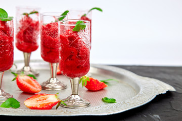 Summer refreshing strawberry granita