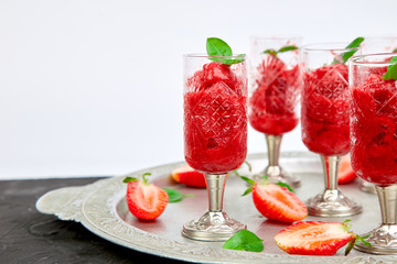 Summer refreshing strawberry granita