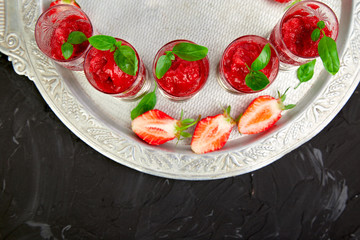 Summer refreshing strawberry granita