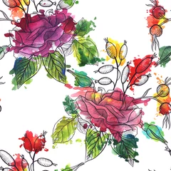 Papier peint Roses motif floral sans soudure de vecteur vintage