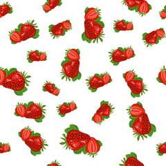 Seamles strawberry pattern on white background