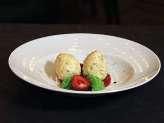 Cream moose with mango puree