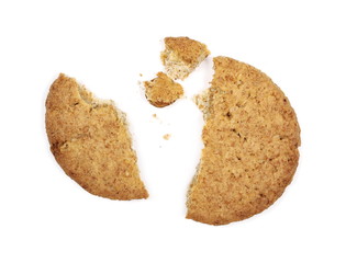 Round whole wheat biscuits with raisins isolated on white background, top view