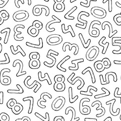 Vector seamless pattern of hand drawn numbers.