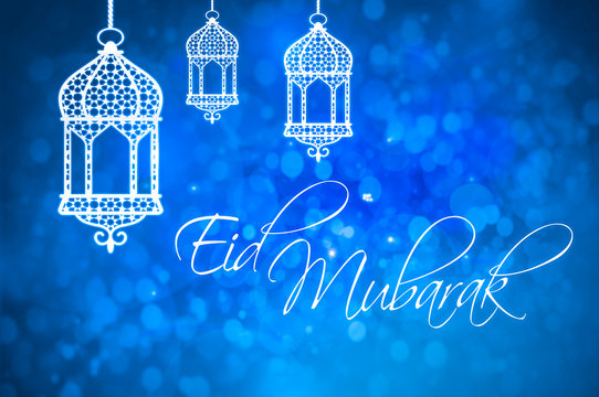 Eid Mubarak greeting for Islamic Holidays, Eid Al-Fitr and Eid Al-Adha.