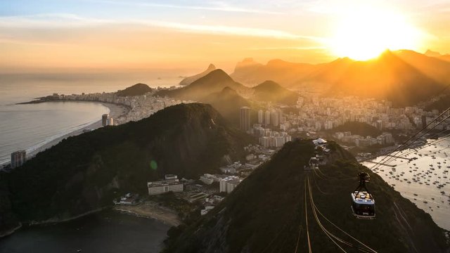 City view from Sugar Loaf Mountain (Pao de Acucar), Rio de Janeiro, Brazil, South America - 4K time lapse