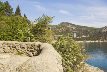 Fototapeta na wymiar A Hiking trail in the rocks for pedestrian walk.Crimea.
