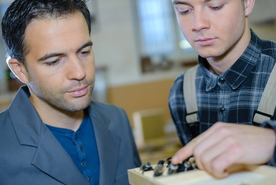 showing some samples from a box
