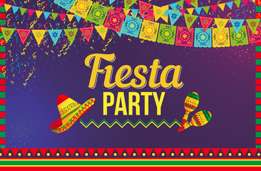 Stylish vector design of multicolored poster with flags and ornaments advertising traditional Fiesta party event