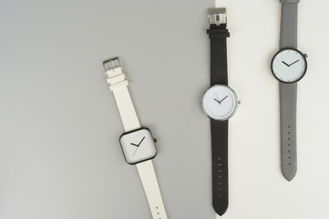 Set of multicolored wrist watches for background