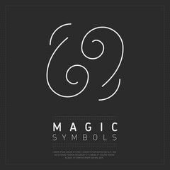 Simple design of esoteric white sign on gray poster with logo Magic Symbols