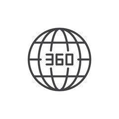 360 degrees view outline icon. linear style sign for mobile concept and web design. Globe simple line vector icon. Symbol, logo illustration. Pixel perfect vector graphics