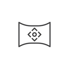 Panorama game control outline icon. linear style sign for mobile concept and web design. Joystick simple line vector icon. Symbol, logo illustration. Pixel perfect vector graphics