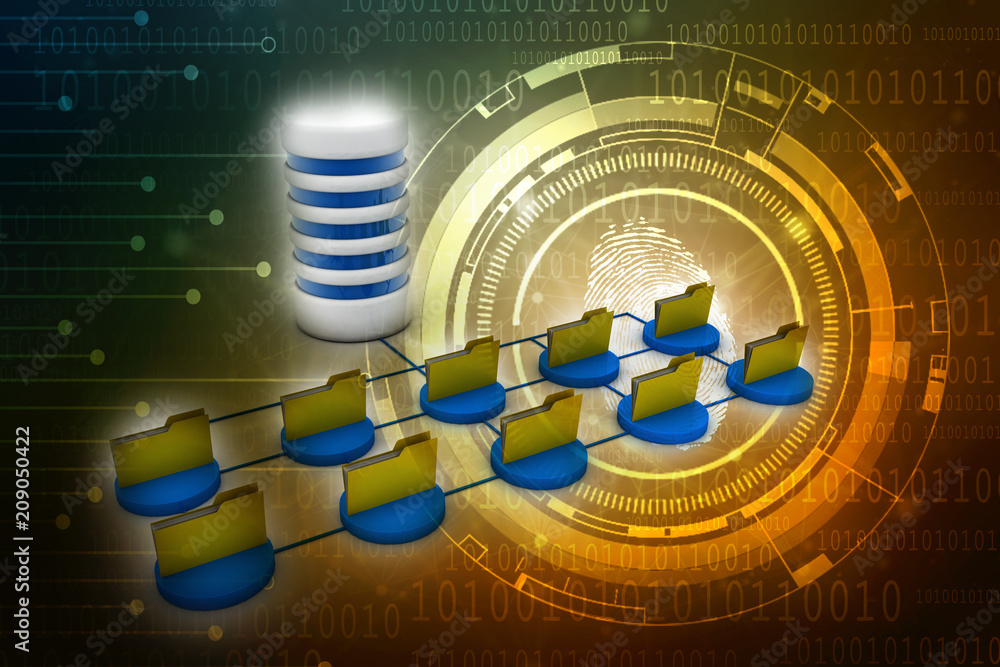 Poster 3d rendering database storage data base folder storage