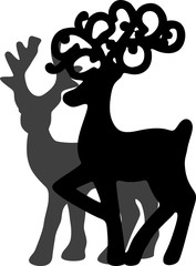 two deer toy silhouettes isolated on white