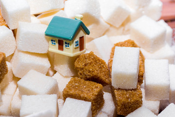 Toy house and sugar