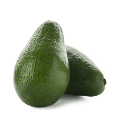 Fresh avocados on white background
