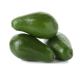 Fresh avocados on white background