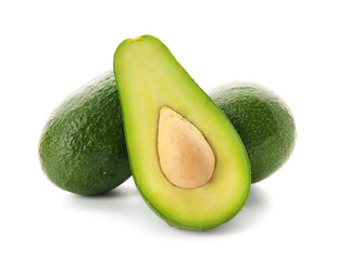 Fresh avocados on white background