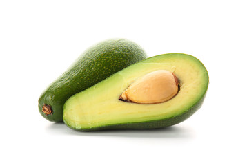 Fresh avocados on white background