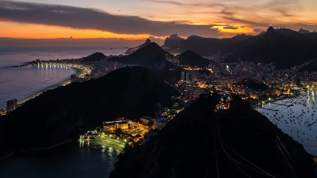 City view from Sugar Loaf Mountain (Pao de Acucar), Rio de Janeiro, Brazil, South America - 4K time lapse