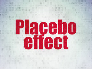 Health concept: Painted red word Placebo Effect on Digital Data Paper background