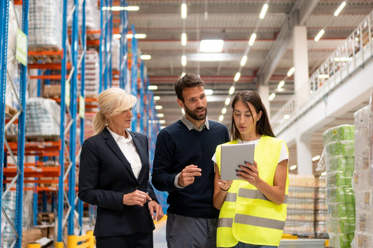 Managers checking the list of products