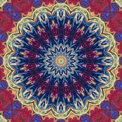 Abstract oil painting style artwork. Mystic pictorial art. Magic sacred geometry. Meditative indian mandala. Feng shui and yoga traditional design pattern. Fantasy fractal symmetric creative print.