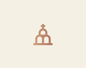 Church vector logotype. Line cross house logo