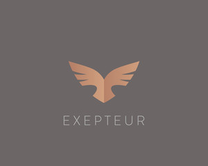 Abstract bird logo design. Creative eagle symbol. Luxury falcon hawk logotype.