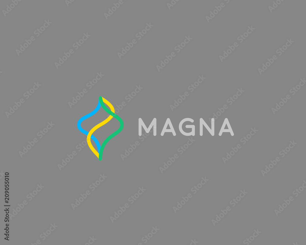 Poster abstract color line vector logotype. motion wave flow logo icon symbol.