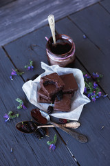 homemade delicious chocolates with mulberry