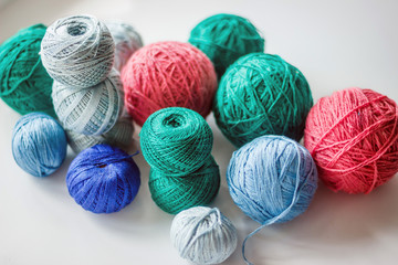 Multicolored yarn balls