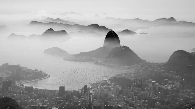 Pao Acucar or Sugar loaf mountain and the bay of Botafogo, Rio de Janeiro, Brazil, South America
