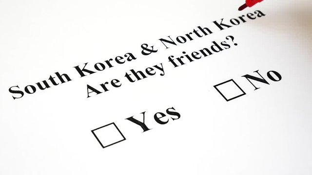 Concept of Conflict or Friendship Between North and South Korea