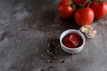 Bowl of fresh tomato paste