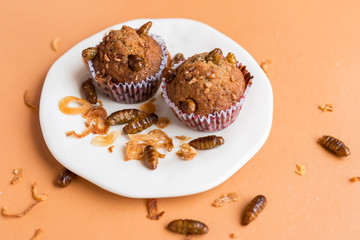 Banana cupcakes with insect foods
