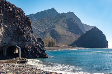 Scenic seascape of  Gran Canaria coast, Canary Islands, Spain. Nature background