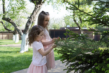 Girls playing in the yard